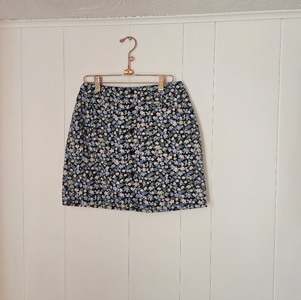 Vintage 100% Cotton Liz Claiborne Floral Button Down Skirt